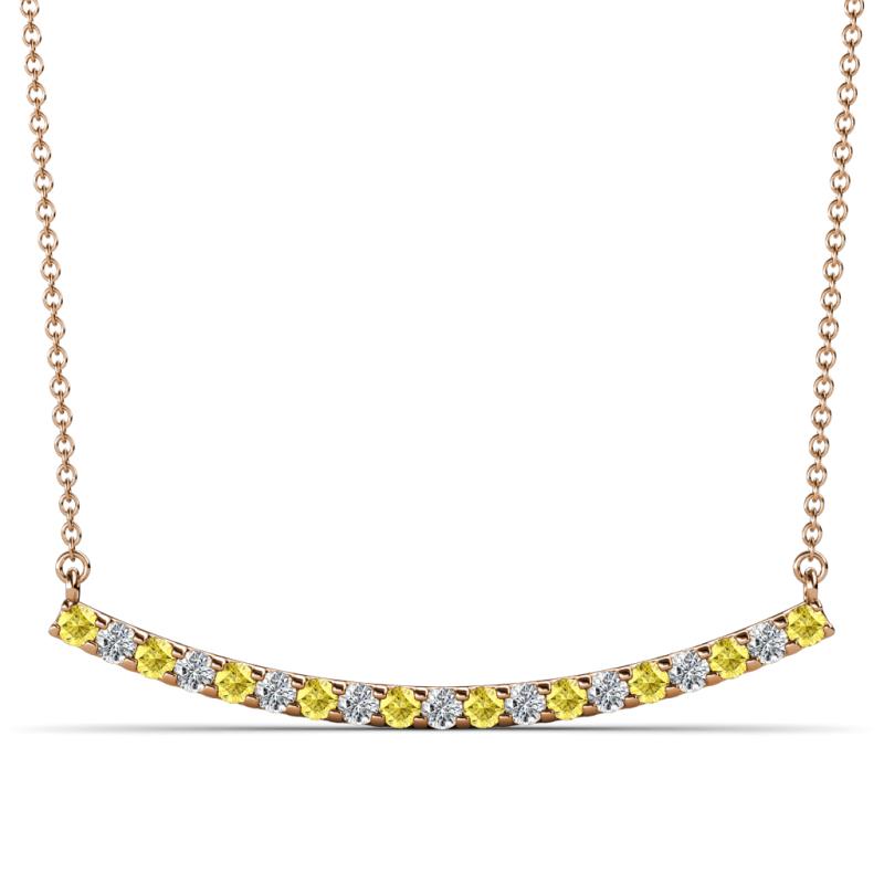 Nancy 2.00 mm Round Yellow Sapphire and Lab Grown Diamond Curved Bar Pendant Necklace 