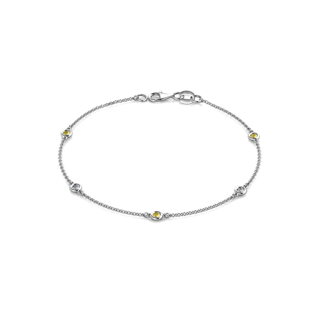 Aizza (5 Stn/2.4mm) Yellow Sapphire and Lab Grown Diamond Station Bracelet 