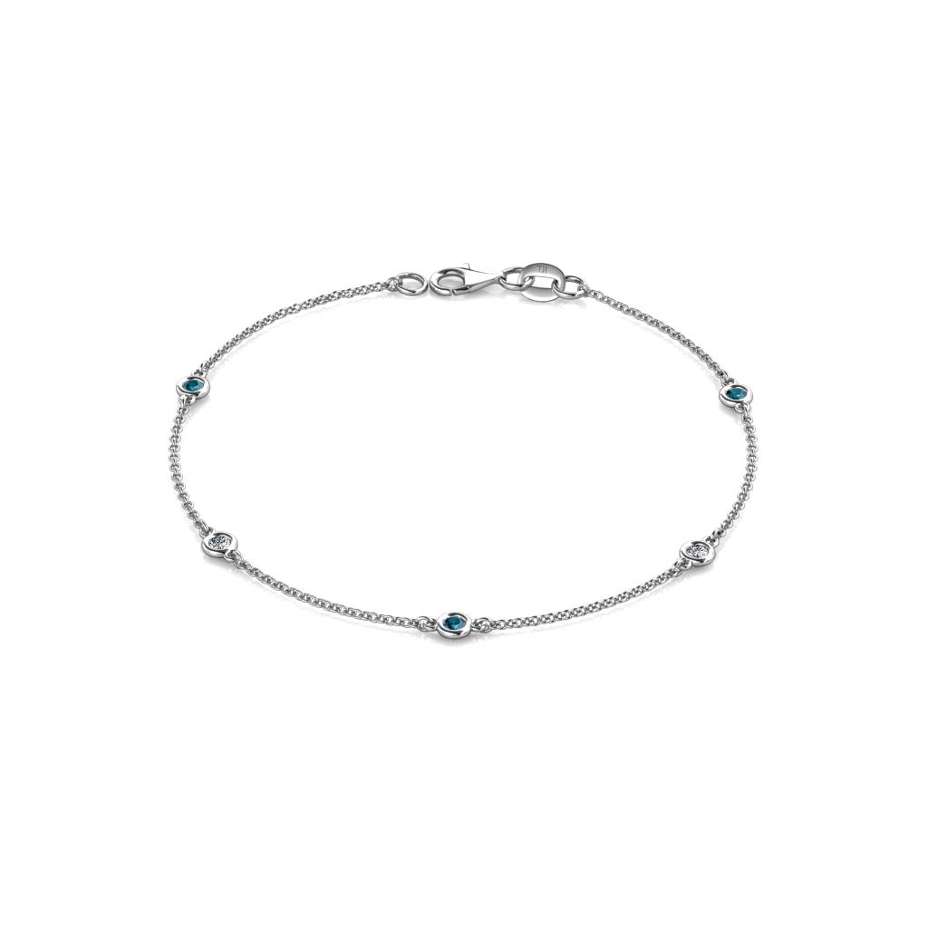 Aizza (5 Stn/2.4mm) Blue Diamond and White Lab Grown Diamond Station Bracelet 
