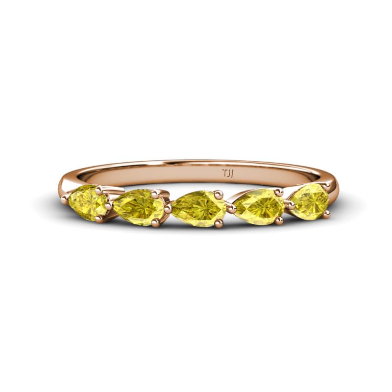 Grace Pear Cut Yellow Sapphire 5 Stone Wedding Band 