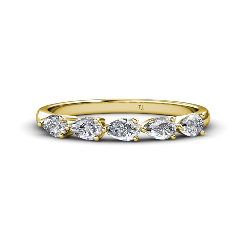 Grace Pear Cut Lab Grown Diamond 5 Stone Wedding Band 