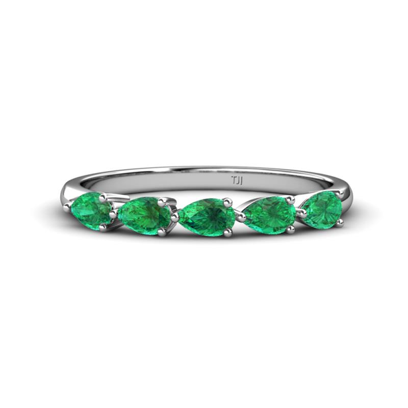 Grace Pear Cut Emerald 5 Stone Wedding Band 