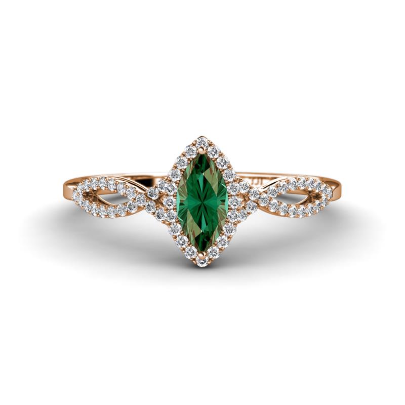 Samara Rainbow Marquise Cut Lab Created Alexandrite and Round Diamond Infinity Halo Engagement Ring 