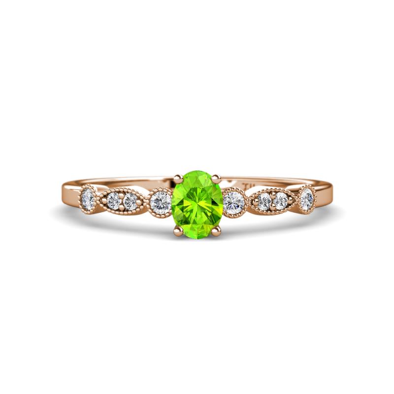 Kiara Desire Oval Cut Peridot and Round Lab Grown Diamond Engagement Ring 