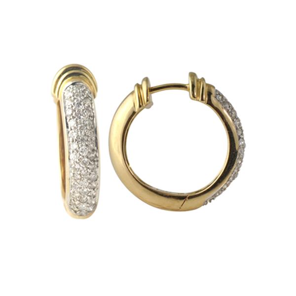 Diamond Hoop Earrings Diamond Hoop Earrings SI I G H ct tw in K Yellow Gold