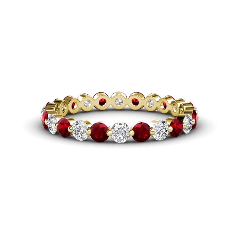 Valerie 2.70 mm Red Garnet and Lab Grown Diamond Eternity Band 