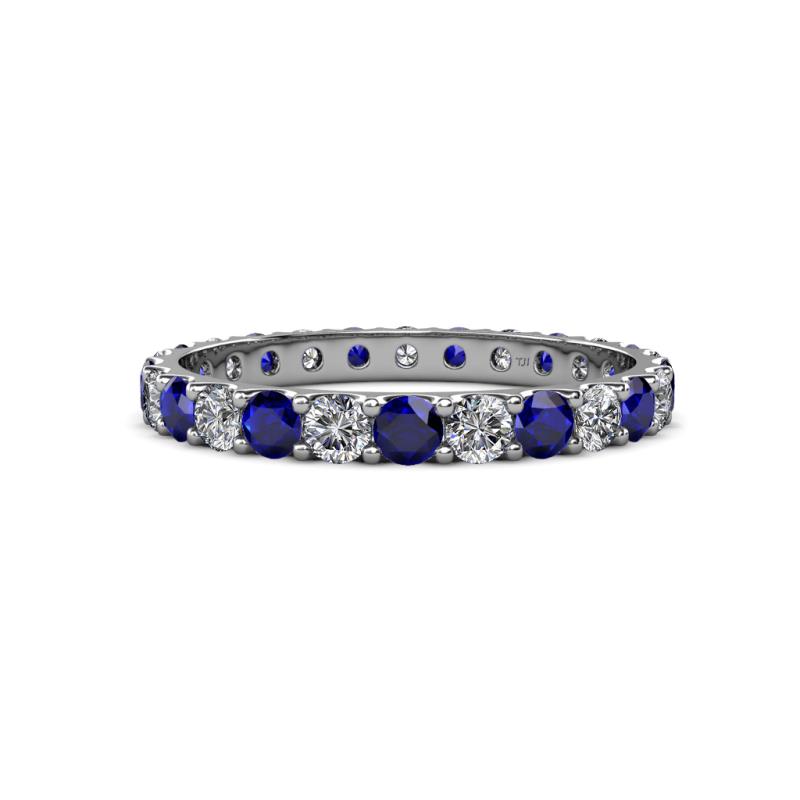 Audrey 3.40 mm Blue Sapphire and Lab Grown Diamond U Prong Eternity Band 