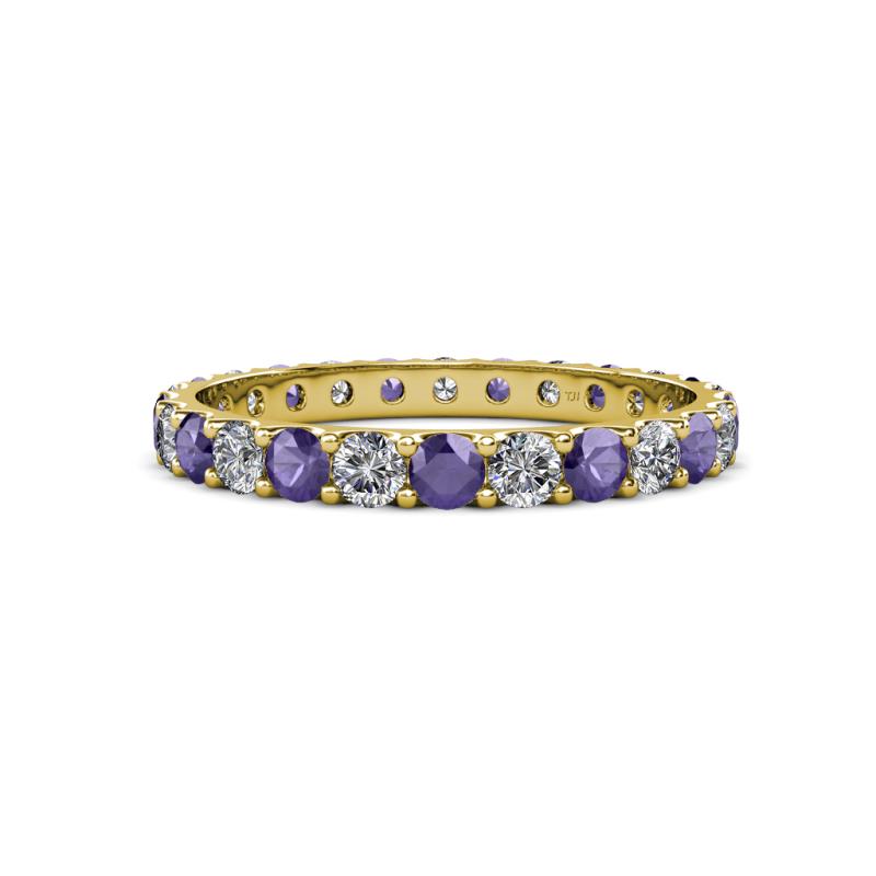 Audrey 3.40 mm Iolite and Lab Grown Diamond U Prong Eternity Band 