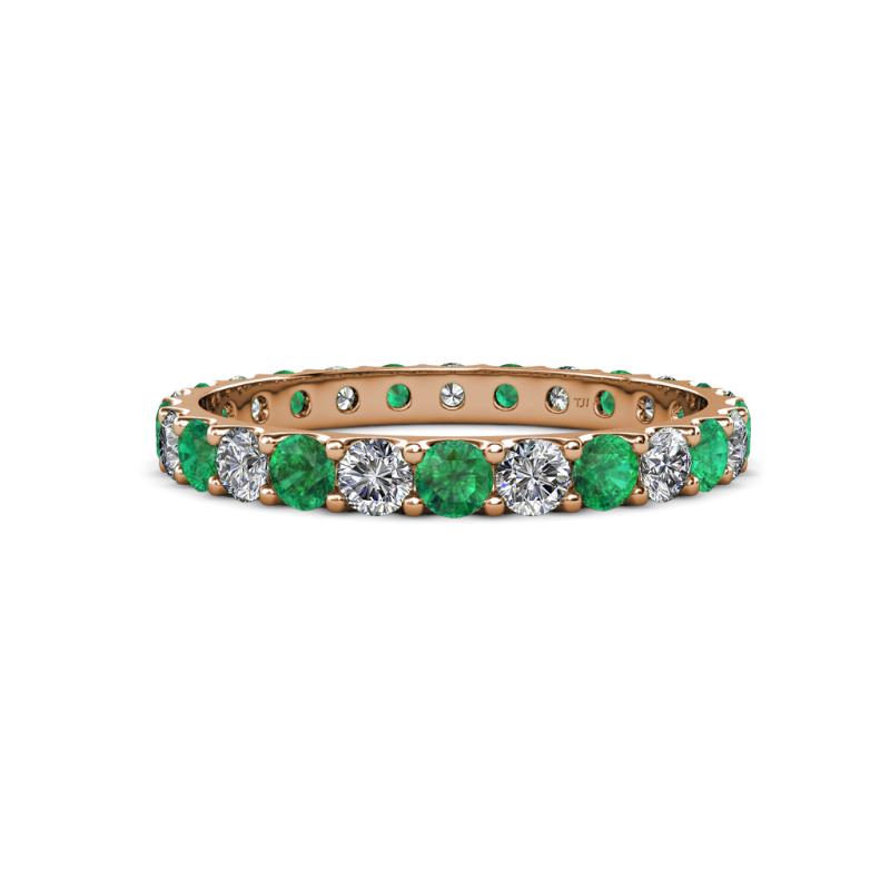 Audrey 3.40 mm Emerald and Lab Grown Diamond U Prong Eternity Band 