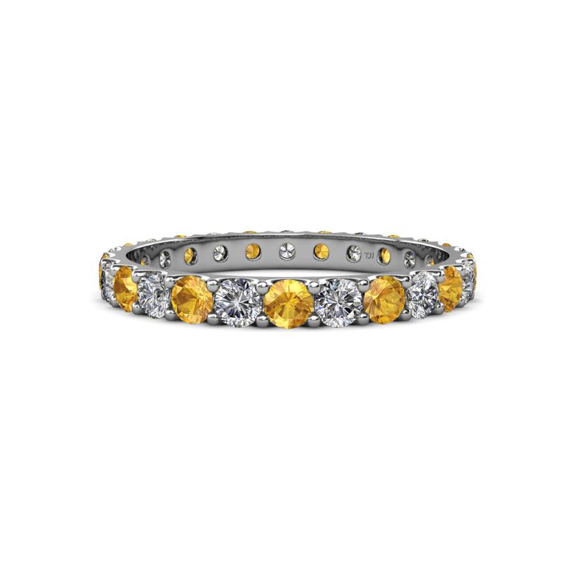 Audrey 3.40 mm Citrine and Lab Grown Diamond U Prong Eternity Band 