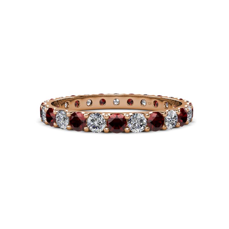 Audrey 3.40 mm Red Garnet and Lab Grown Diamond U Prong Eternity Band 