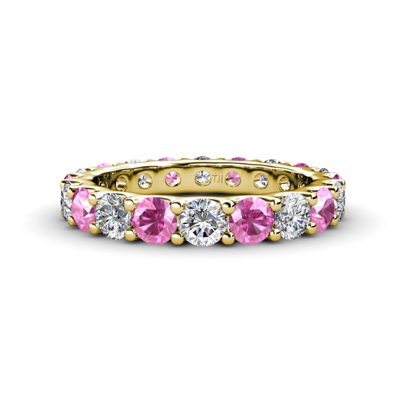 Audrey 3.80 mm Pink Sapphire and Lab Grown Diamond U Prong Eternity Band 