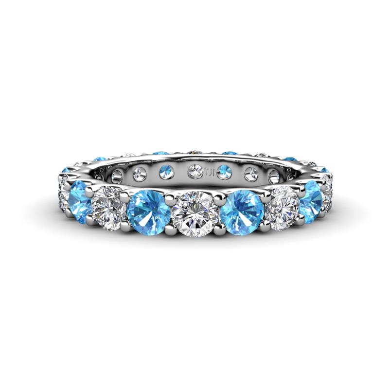 Audrey 3.80 mm Blue Topaz and Lab Grown Diamond U Prong Eternity Band 
