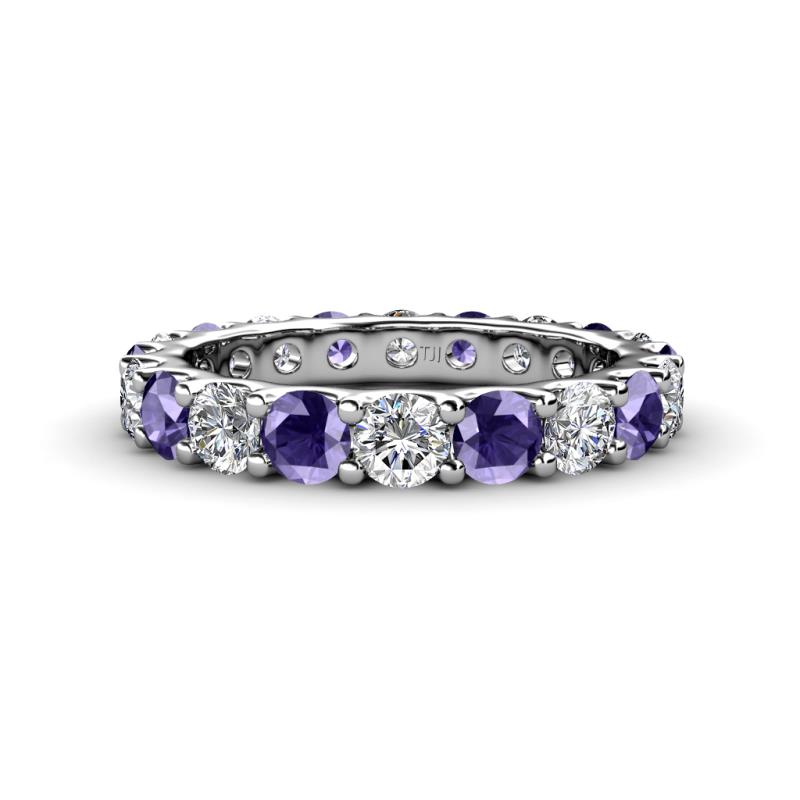 Audrey 3.80 mm Iolite and Lab Grown Diamond U Prong Eternity Band 