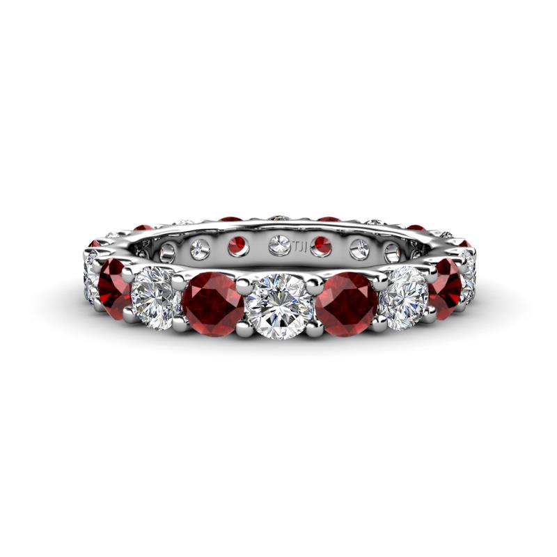 Audrey 3.80 mm Red Garnet and Lab Grown Diamond U Prong Eternity Band 