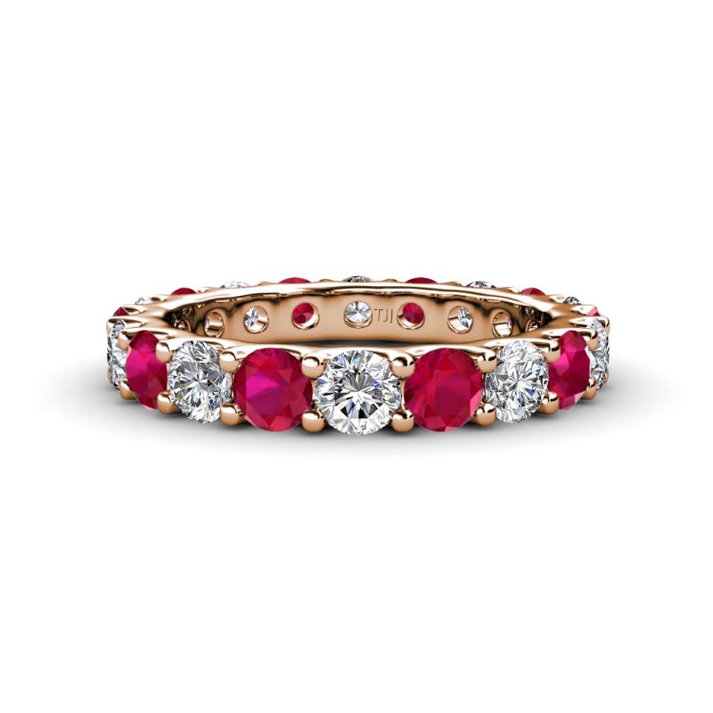 Audrey 3.80 mm Ruby and Lab Grown Diamond U Prong Eternity Band 