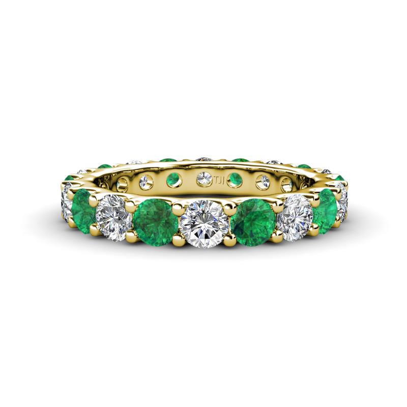 Audrey 3.80 mm Emerald and Lab Grown Diamond U Prong Eternity Band 