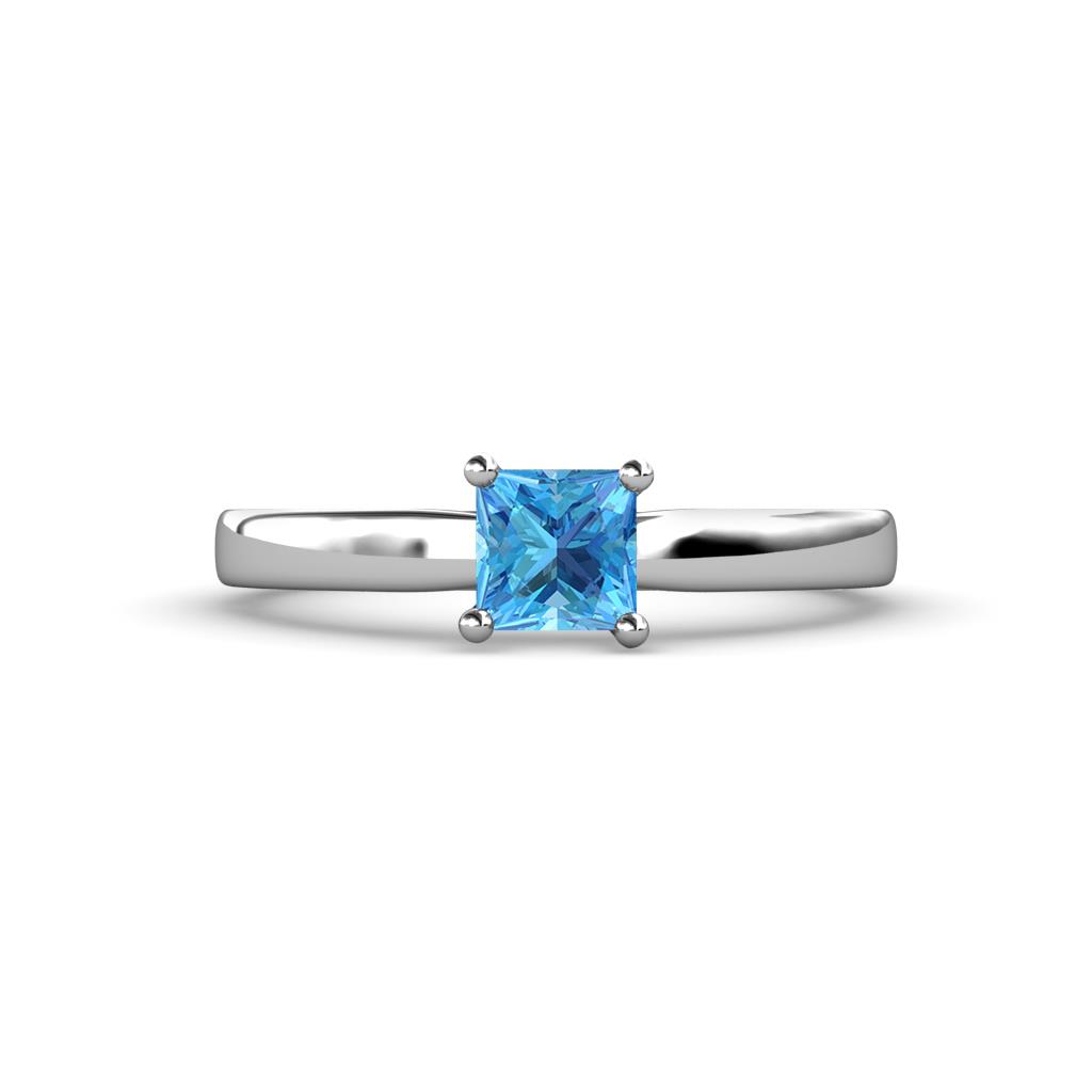 Annora Princess Cut Blue Topaz Solitaire Engagement Ring 
