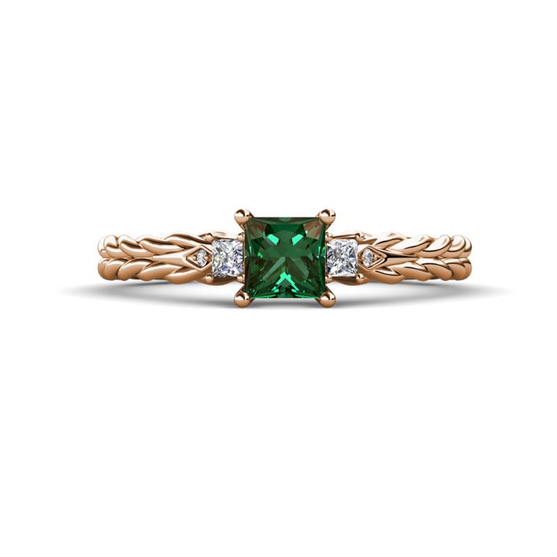 Lyla Classic Diamond and Lab Created Alexandrite Braided Shank Three Stone Engagement Ring 