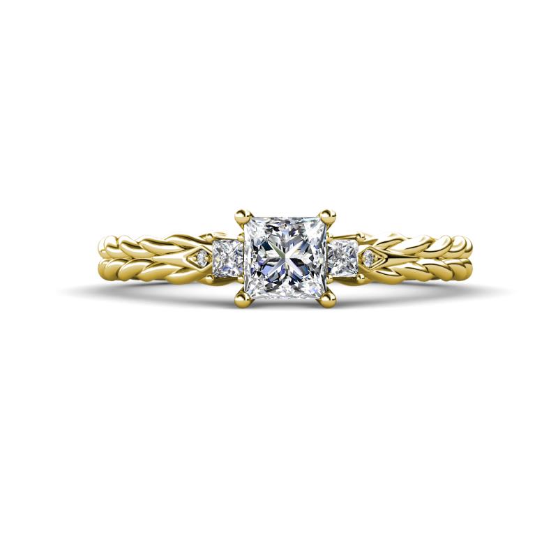 Lyla Classic Princess Cut Diamond Braided Shank Three Stone Engagement Ring 