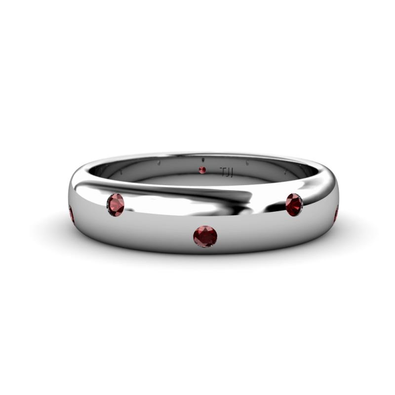 Elara 0.44 ctw Red Garnet (2.00 mm) set in Burnish Setting 5.00 mm Width Eternity Band 