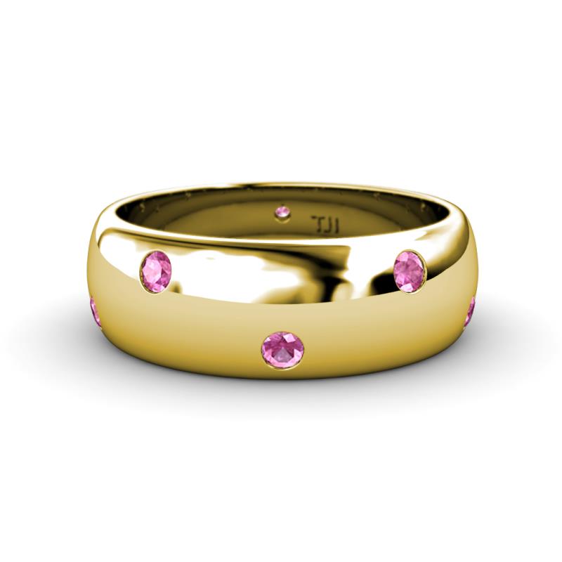 Elara 0.38 ctw Pink Sapphire (2.00 mm) set in Burnish Setting 7.00 mm Width Eternity Band 