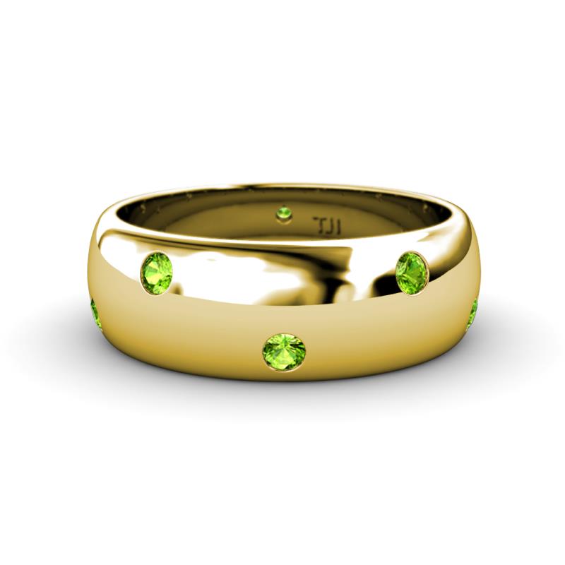 Elara 0.44 ctw Peridot (2.00 mm) set in Burnish Setting 7.00 mm Width Eternity Band 