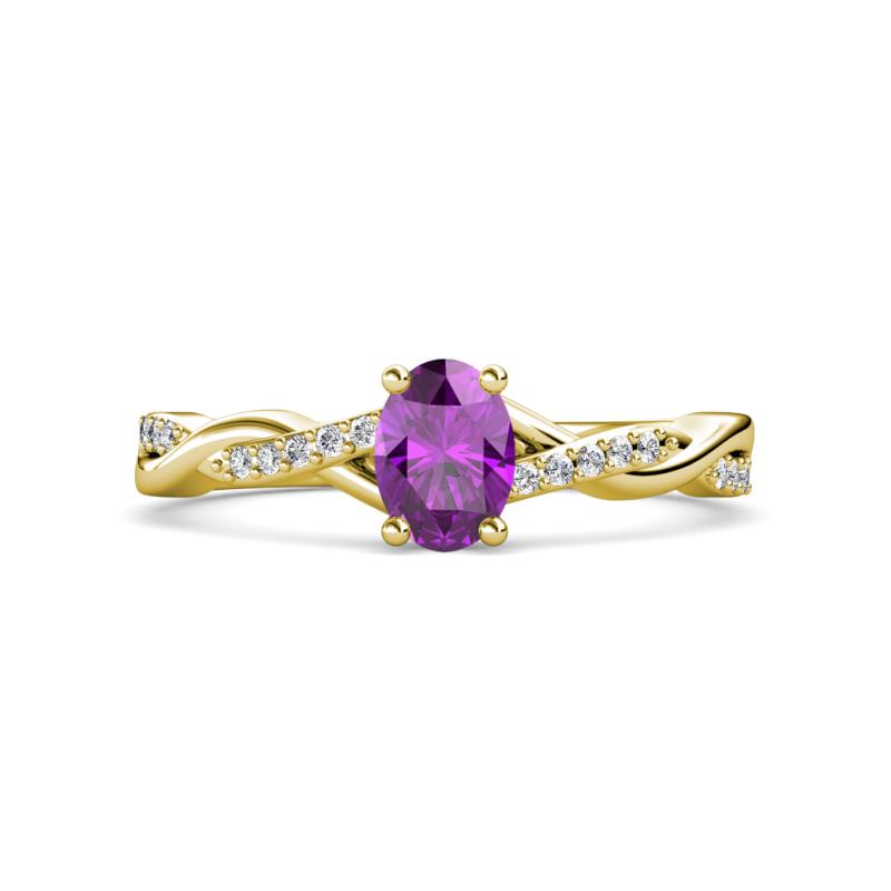 Stacie Desire Oval Cut Amethyst and Round Lab Grown Diamond Twist Infinity Shank Engagement Ring 