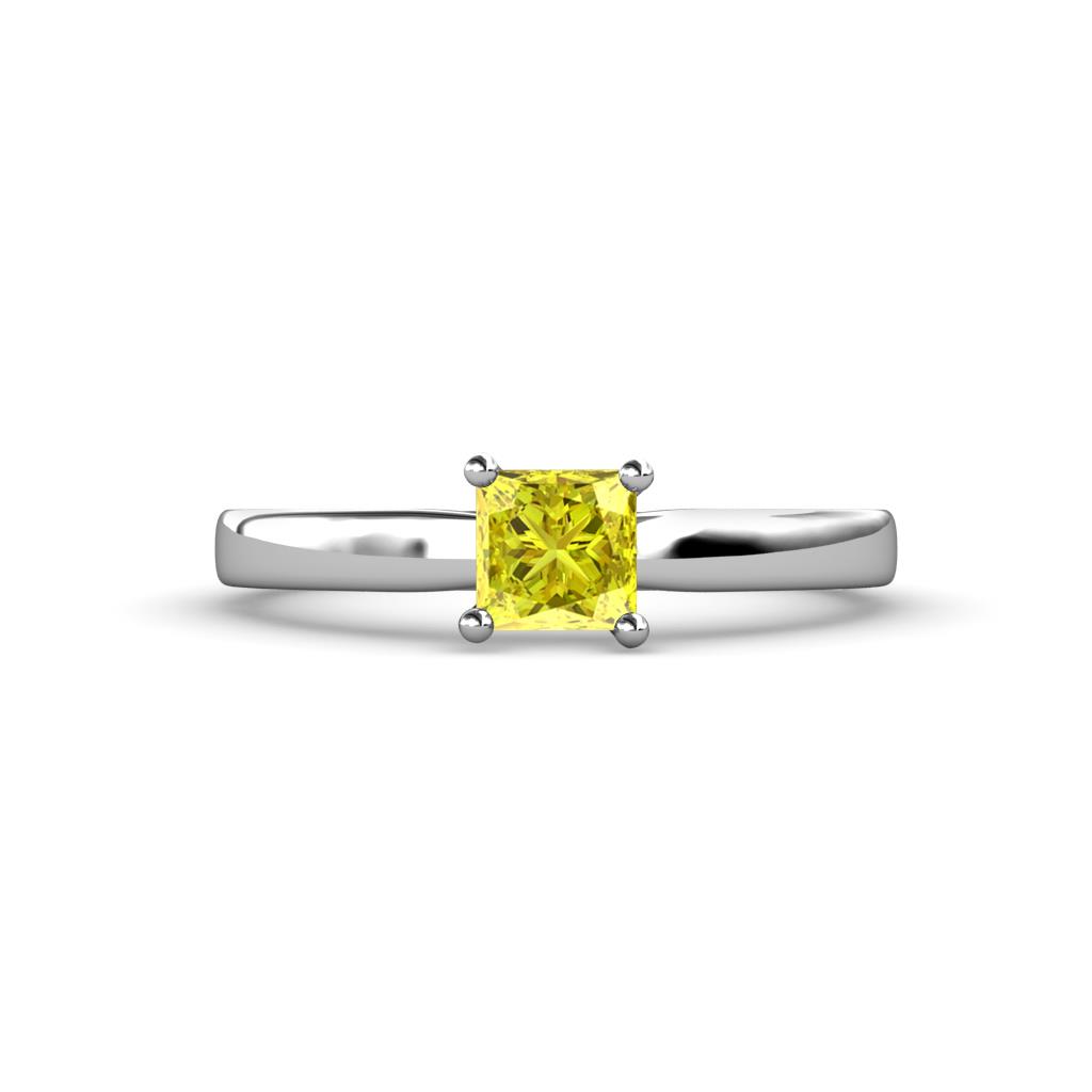 Annora Princess Cut Yellow Diamond Solitaire Engagement Ring 
