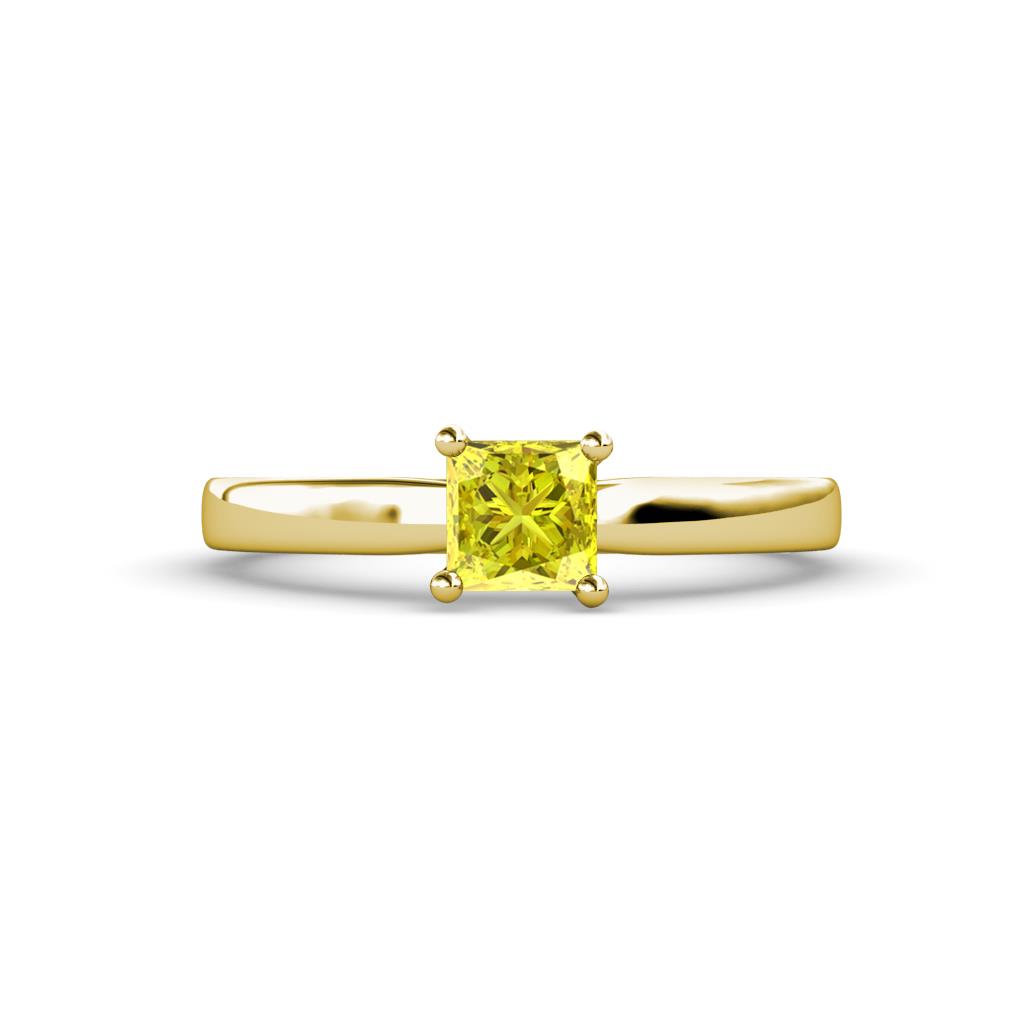 Annora Princess Cut Yellow Diamond Solitaire Engagement Ring 