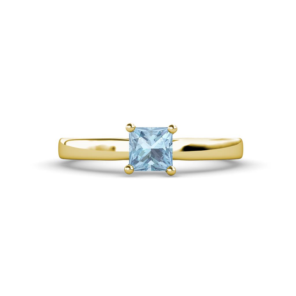 Annora Princess Cut Aquamarine Solitaire Engagement Ring 
