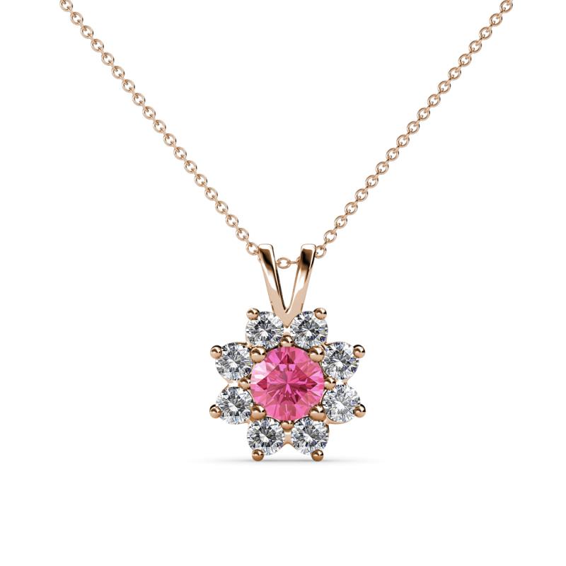 Ianthe Pink Tourmaline and Diamond Floral Halo Pendant 