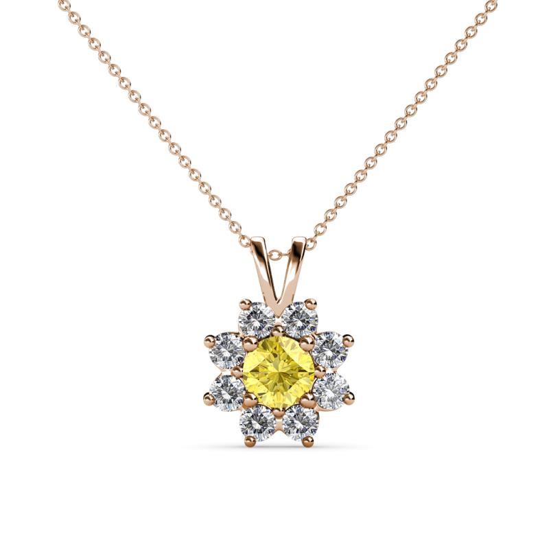 Ianthe Yellow Sapphire and Diamond Floral Halo Pendant 