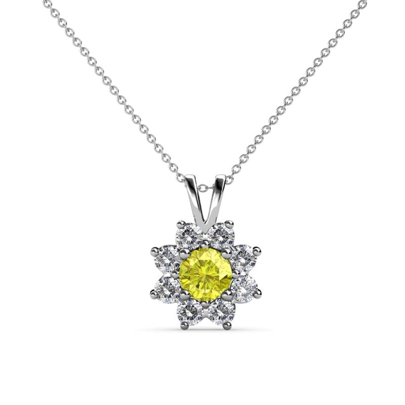 Ianthe Yellow and White Diamond Floral Halo Pendant 