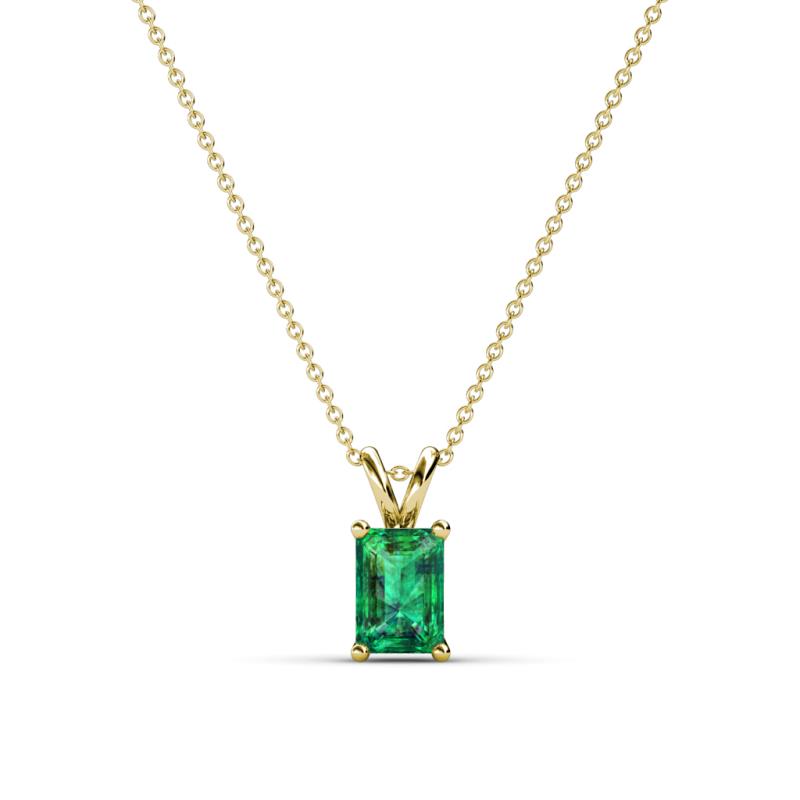 Jassiel 6x4 mm Emerald Cut Emerald Double Bail Solitaire Pendant Necklace 