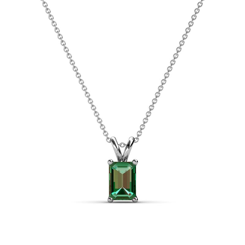 Jassiel 6x4 mm Emerald Cut Lab Created Alexandrite Double Bail Solitaire Pendant Necklace 