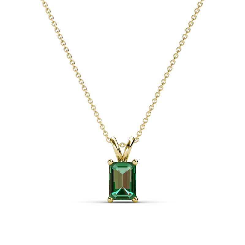 Jassiel 6x4 mm Emerald Cut Lab Created Alexandrite Double Bail Solitaire Pendant Necklace 
