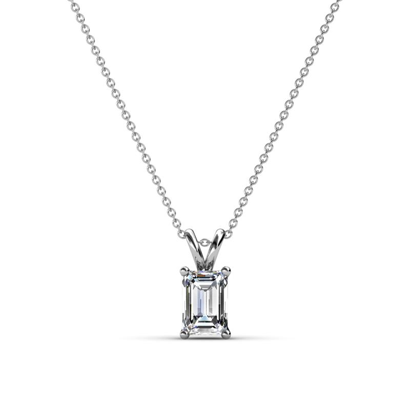 Jassiel 6x4 mm Emerald Cut Diamond Double Bail Solitaire Pendant Necklace 