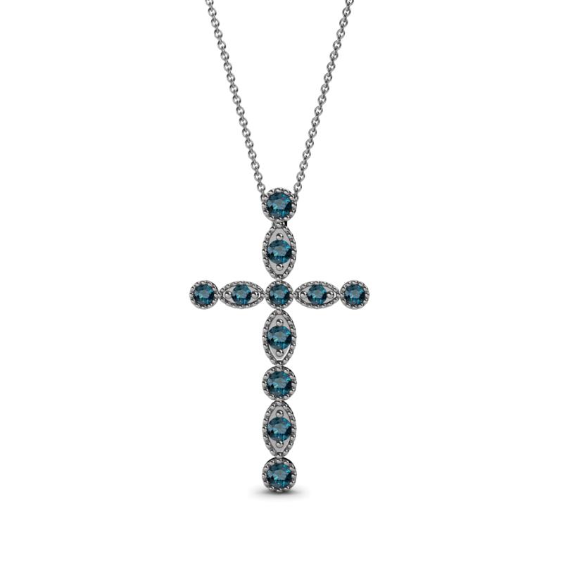 Abha Petite Blue Diamond Cross Pendant 
