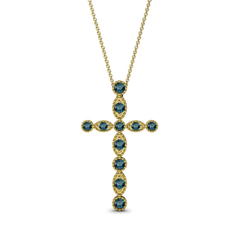 Abha Petite Blue Diamond Cross Pendant 
