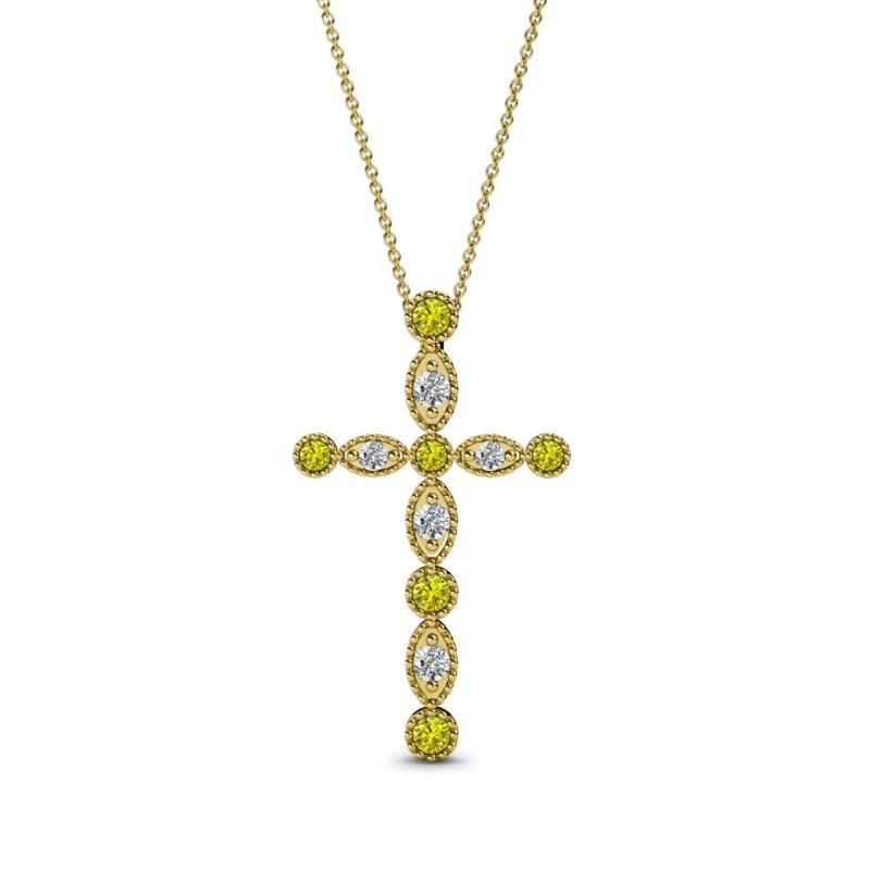 Abha Petite Yellow and White Diamond Cross Pendant 