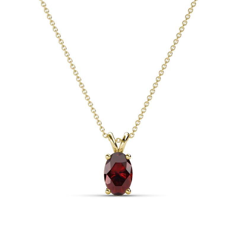 Jassiel 6x4 mm Oval Cut Red Garnet Double Bail Solitaire Pendant Necklace 