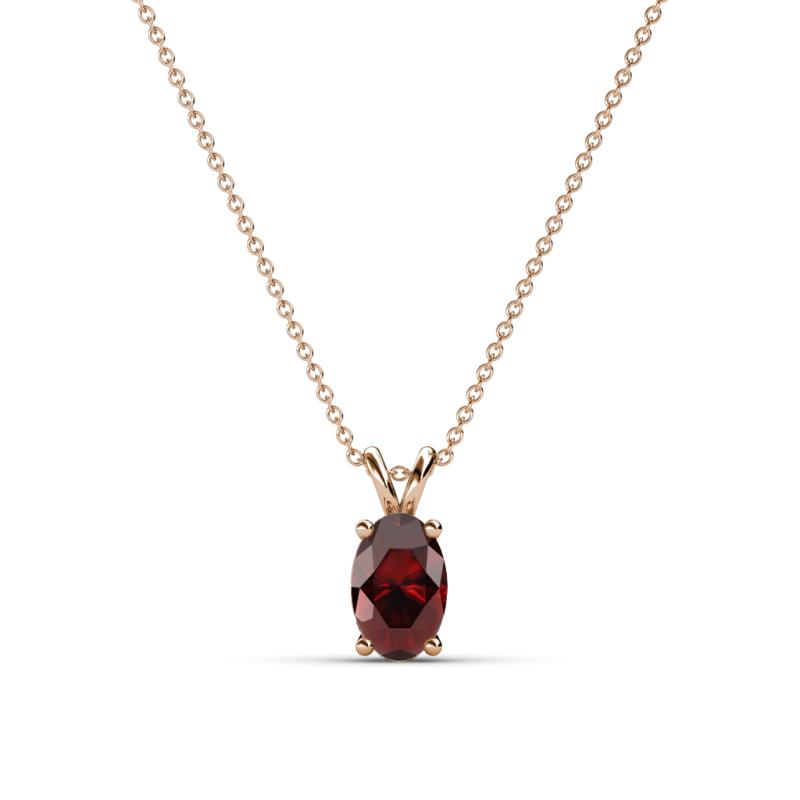 Jassiel 6x4 mm Oval Cut Red Garnet Double Bail Solitaire Pendant Necklace 