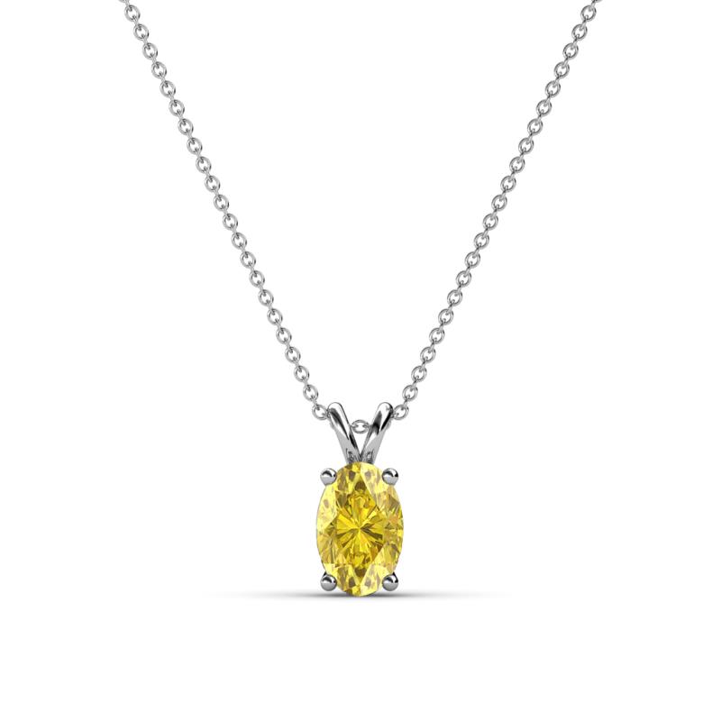 Jassiel 6x4 mm Oval Cut Yellow Sapphire Double Bail Solitaire Pendant Necklace 