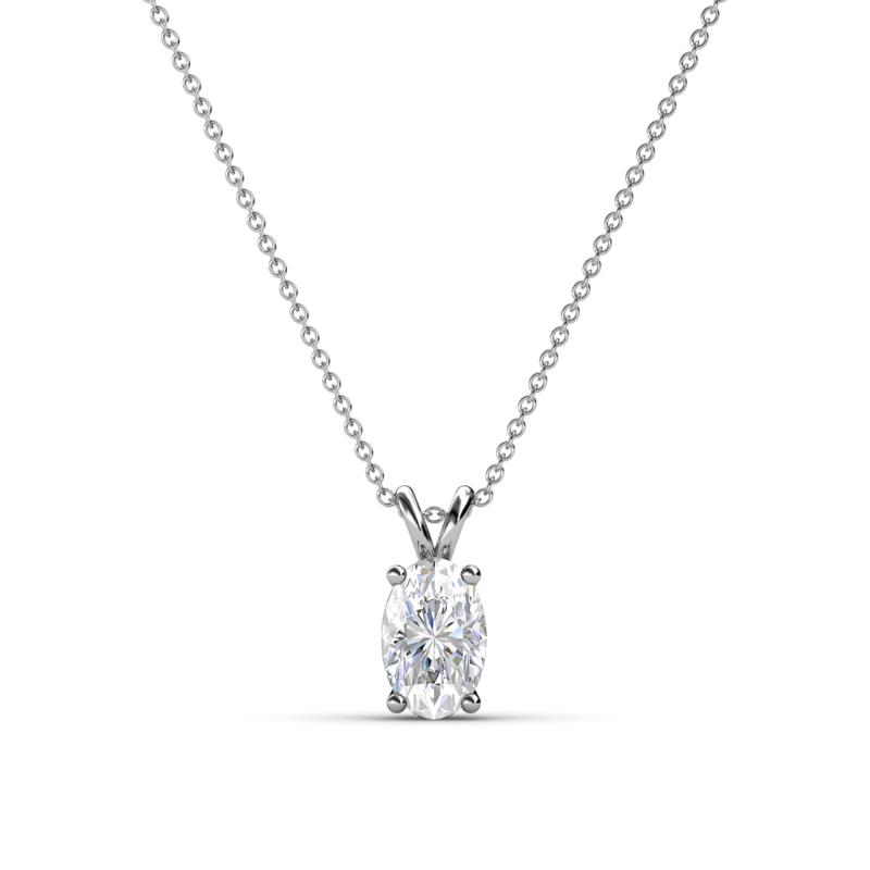 Jassiel 6x4 mm Oval Cut White Sapphire Double Bail Solitaire Pendant Necklace 