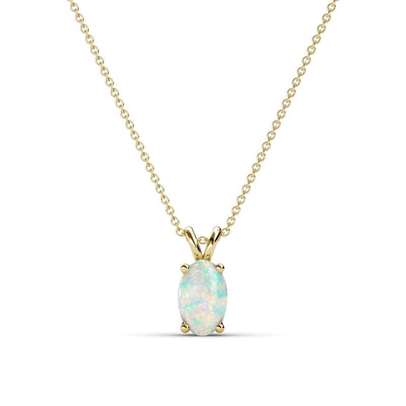 Jassiel 6x4 mm Oval Cut Opal Double Bail Solitaire Pendant Necklace 