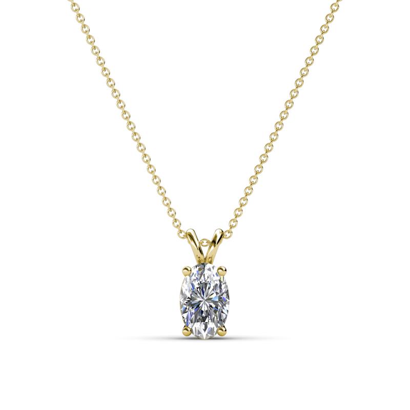 Jassiel 6x4 mm Oval Cut Diamond Double Bail Solitaire Pendant Necklace 