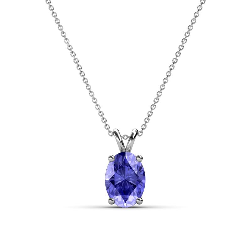 Jassiel 7x5 mm Oval Cut Tanzanite Double Bail Solitaire Pendant Necklace 