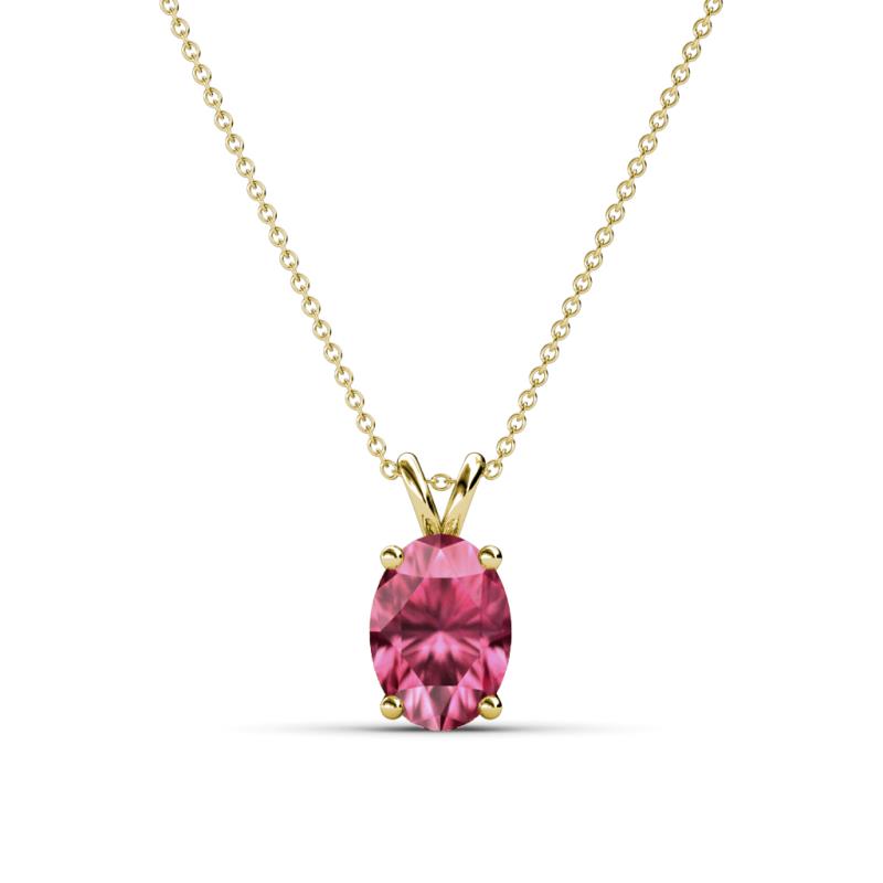 Reddish Pink Sapphire Pendant - Oval 0.80 Ct. - 14K Yellow Gold