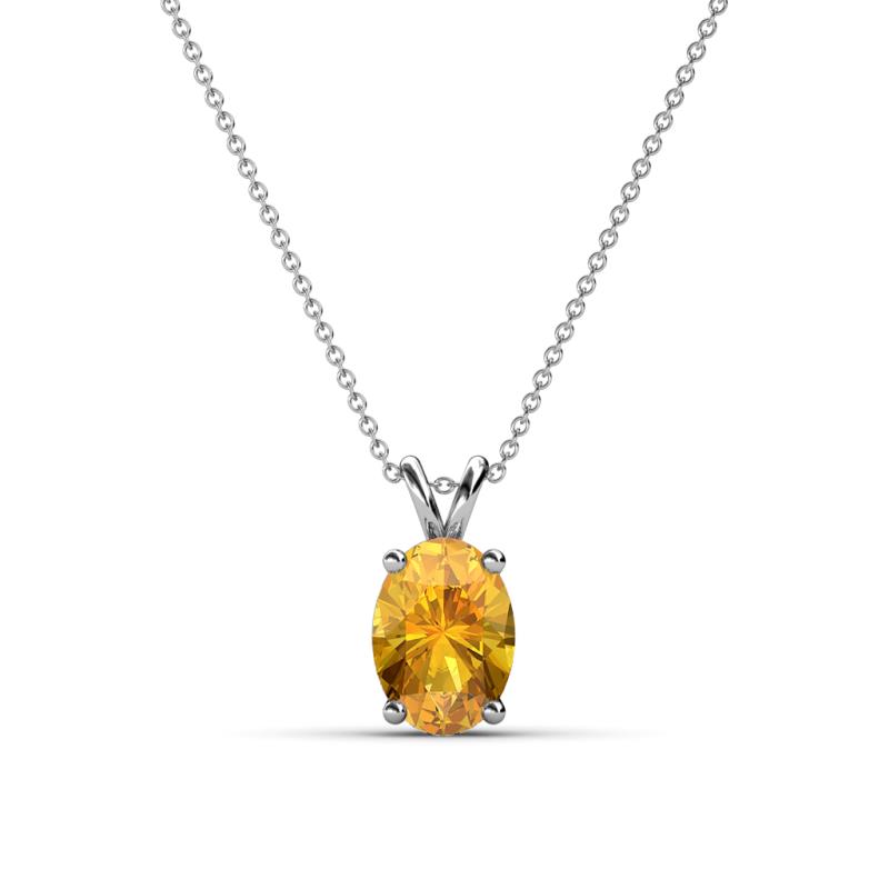 Jassiel 7x5 mm Oval Cut Citrine Double Bail Solitaire Pendant Necklace 